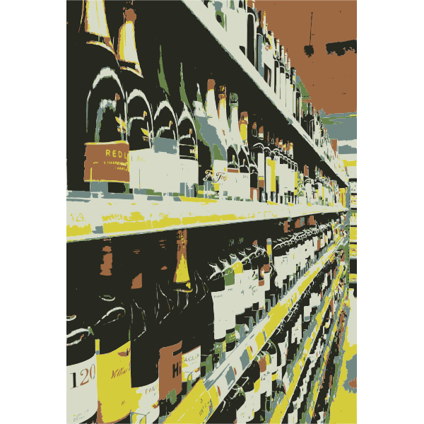 Wine selection on shelf